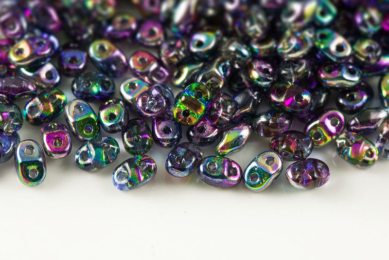 Miniduo 2×4mm Magic Blue Pink 2-Hole Czech Beads