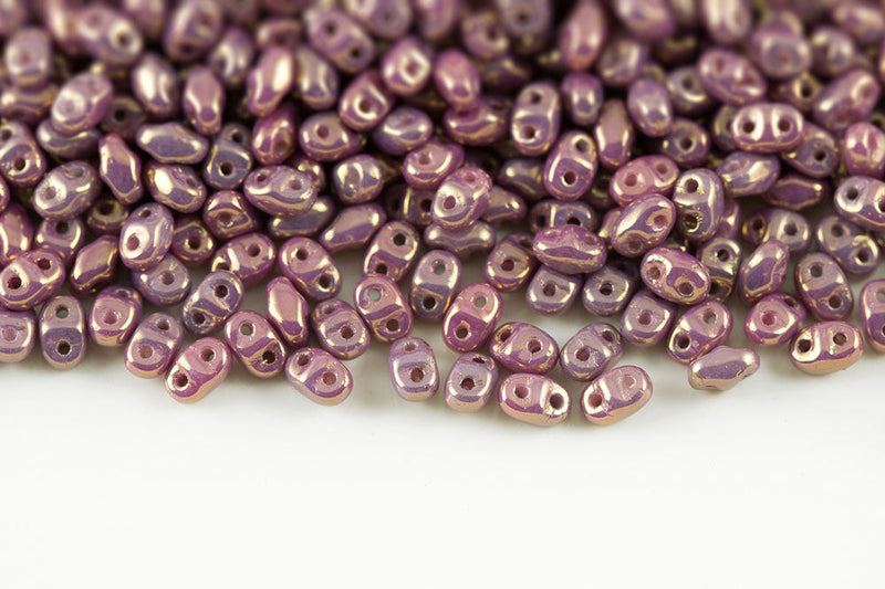 Miniduo 2×4mm Chalk Violet Luster 2-Hole Czech Beads