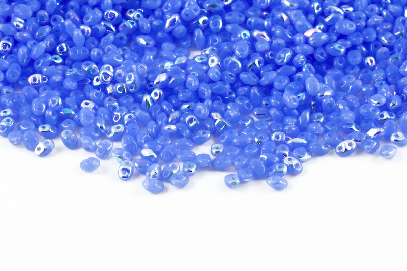 Miniduo 2×4mm Opal Blue Ab 2-Hole Czech Beads