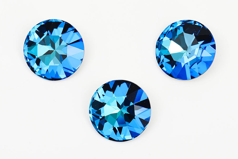 Galaxy Crystal Fancy Round Stone 27mm Crystal Bermuda Blue Rhinestone