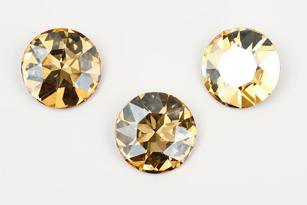 Galaxy Crystal Fancy Round Stone 27mm Crystal Golden Light Rhinestone
