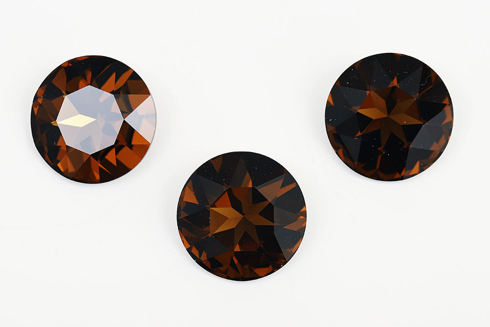 Galaxy Crystal Fancy Round Stone 27mm Lt.Smoked Topaz Rhinestone