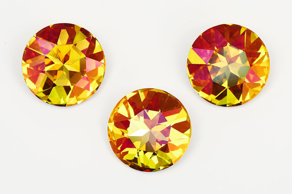 Galaxy Crystal Fancy Round Stone 27mm Lt.Topaz Cherry Blossom Rhinestone