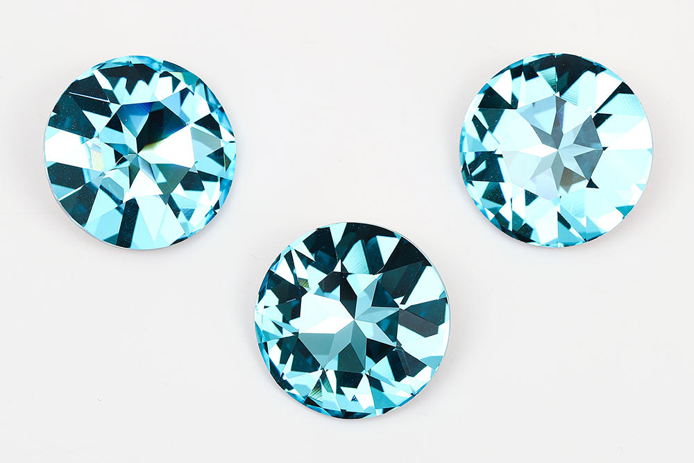 Galaxy Crystal Fancy Round Stone 27mm Aqua Rhinestone