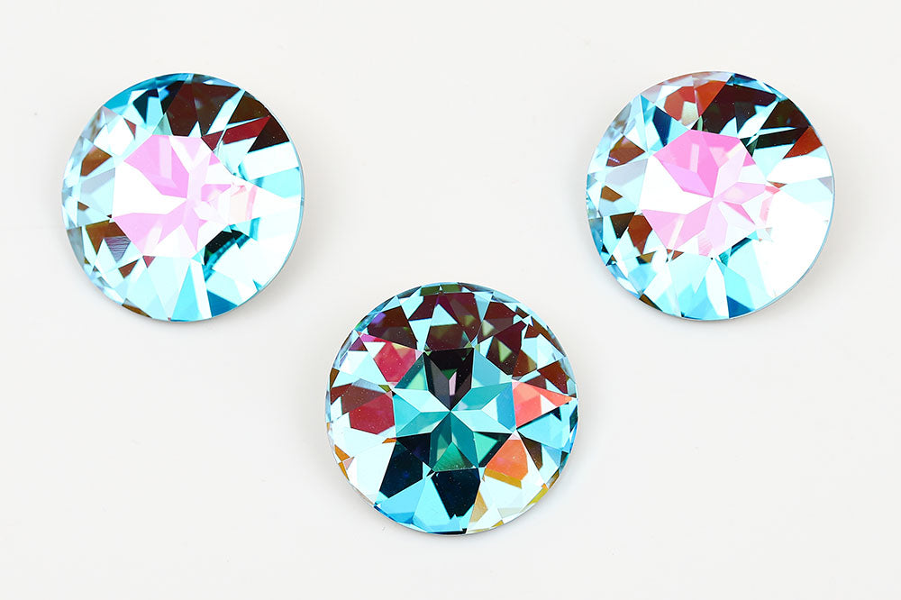 Galaxy Crystal Fancy Round Stone 27mm Aqua Cherry Blossom Rhinestone