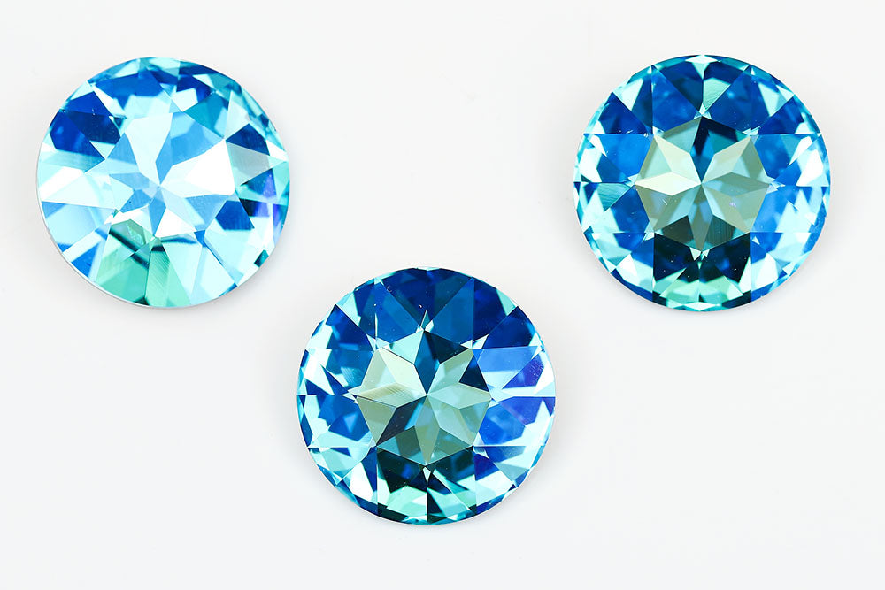 Galaxy Crystal Fancy Round Stone 27mm Aqua Moonlight Rhinestone
