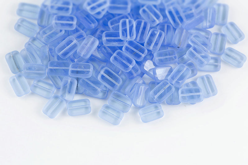 Rectangle 12×8mm Lt.Sapphire Matt 1-Hole Czech Beads
