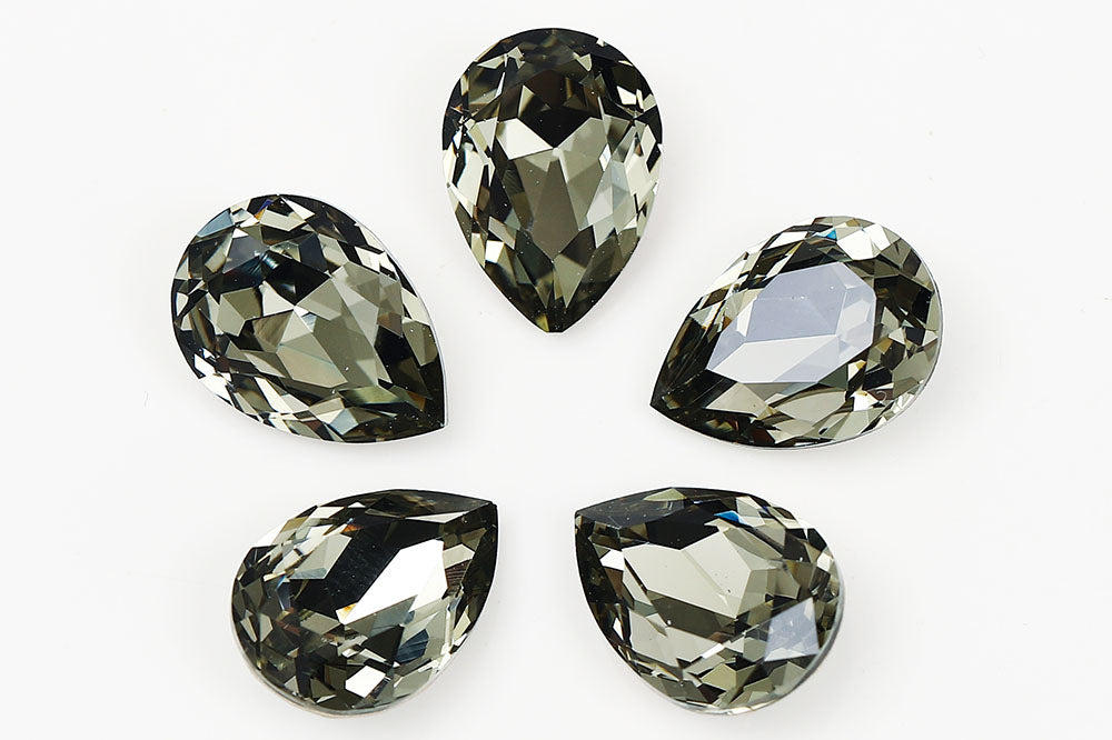 Galaxy Crystal Fancy Pear Stone Black Diamond Rhinestone Multi Size