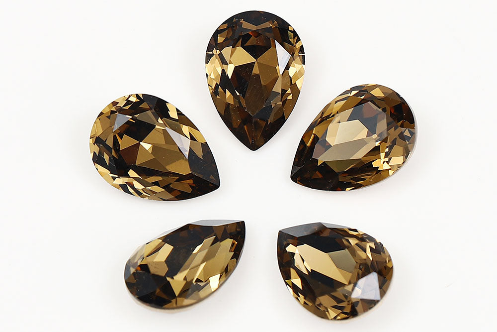 Galaxy Crystal Fancy Pear Stone Lt.Smoked Topaz Rhinestone Multi Size