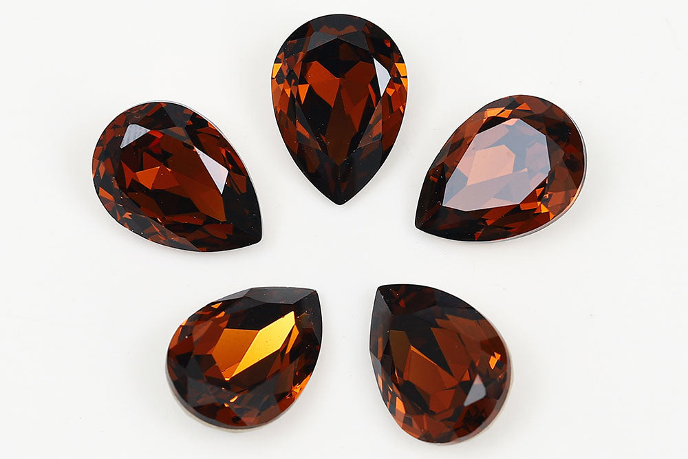 Galaxy Crystal Fancy Pear Stone Smoked Topaz Rhinestone Multi Size