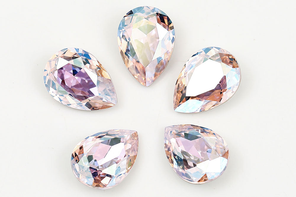 Galaxy Crystal Fancy Pear Stone Lt.Rose Iridescent Flash Rhinestone Multi Size