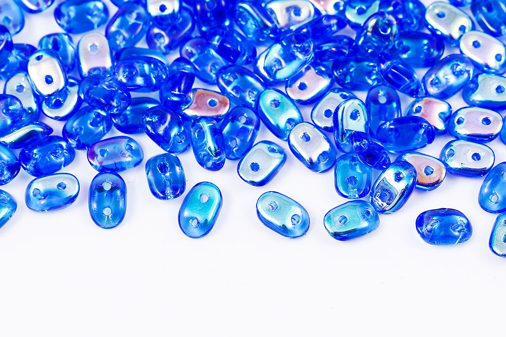 Wave 3×7mm Sapphire AB 2-Hole Czech Beads