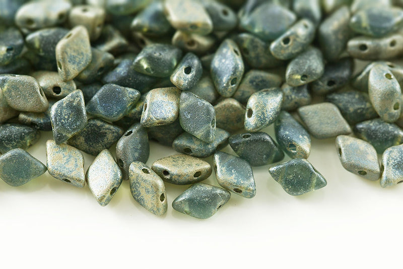 Gemduo 8×5mm Sapphire Picasso Matt 2-Hole Czech Beads