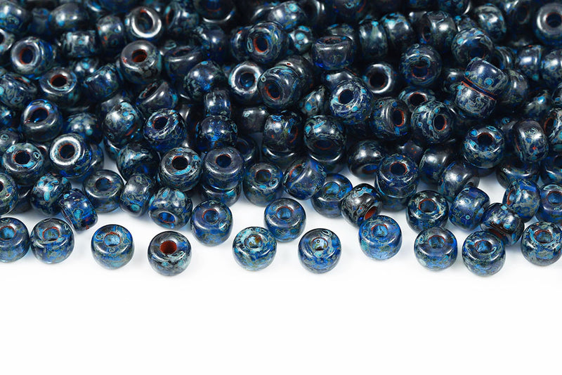 Matubo Round 2/0 Sapphire Travertin Czech Seed beads