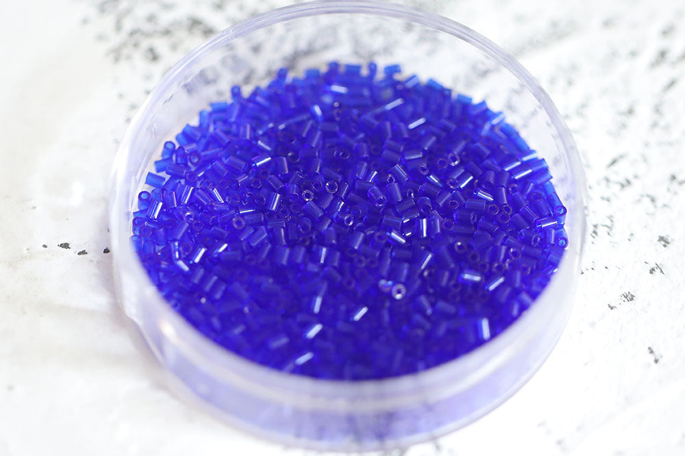 Preciosa Bugles 1″ Transparent Dark Sapphire col.30080
