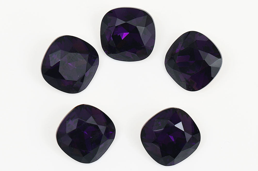 Galaxy Crystal Fancy Cushion Square Stone Purple Velvet Rhinestone Multi Size