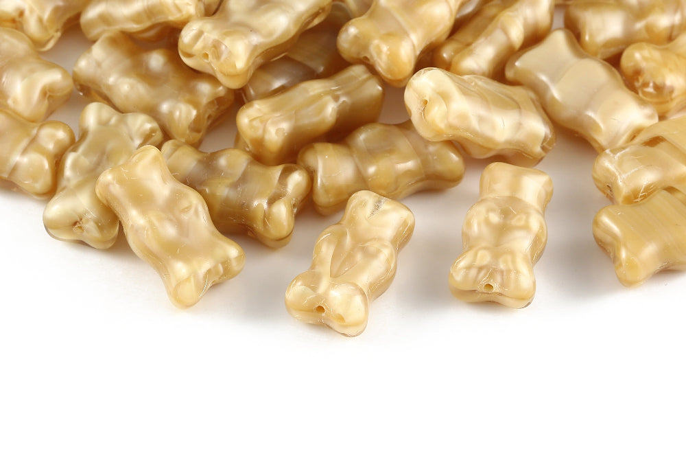 Gummy Bear 20×11mm Crystal Milk Brown Mixed 1-Hole Czech Beads