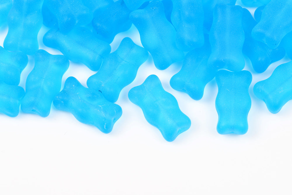 Gummy Bear 20×11mm Aquamarine Matt 1-Hole Czech Beads
