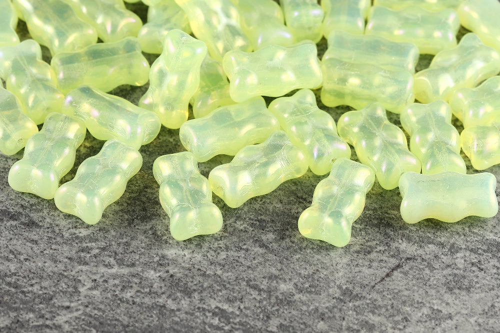 Gummy Bear 20×11mm Crystal Yellow Luster 1-Hole Czech Beads
