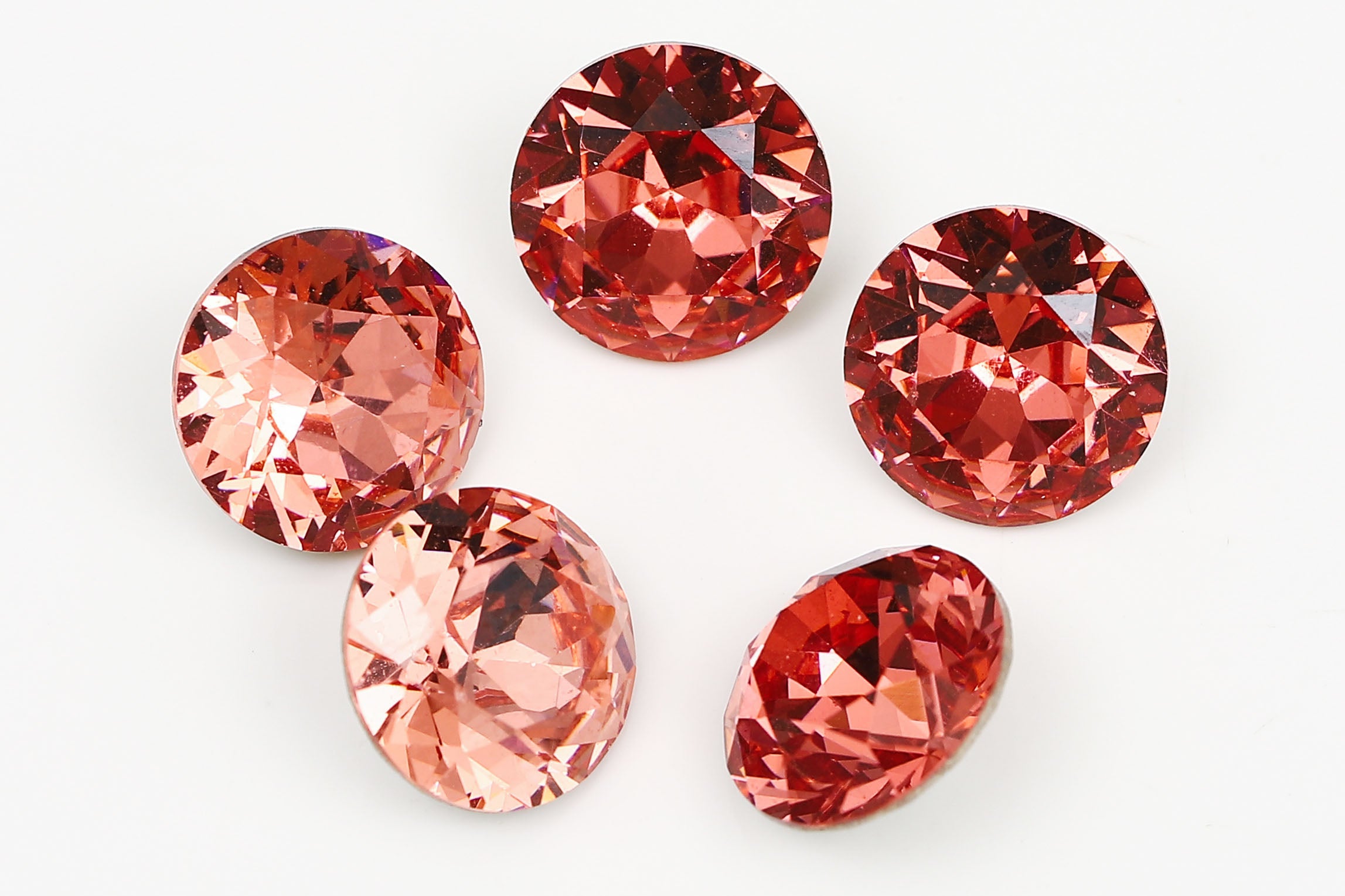 Galaxy Crystal Fancy Round Stone Padparadscha Rhinestone Multi Size