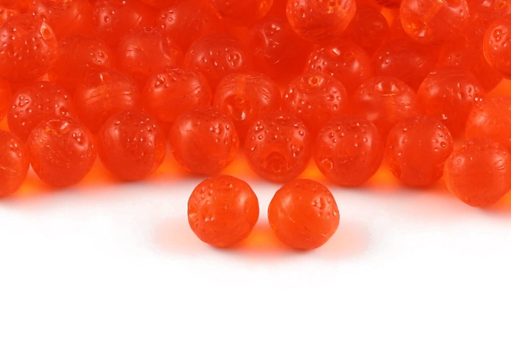 Orange 10×10mm Dark Orange 1-Hole Czech Beads