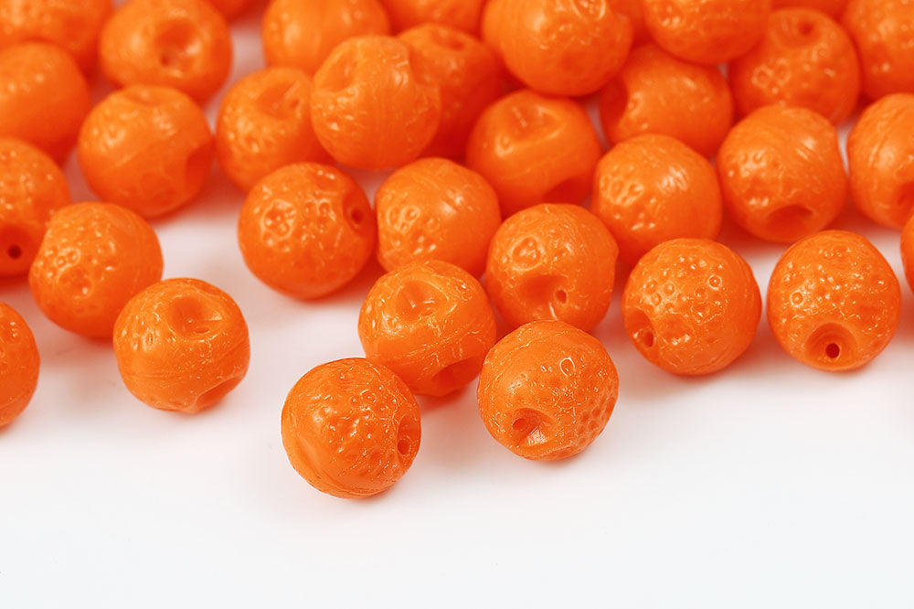 Orange 10×10mm Opaque Dark Orange 1-Hole Czech Beads