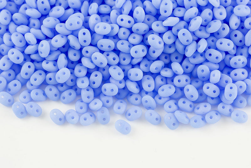 Miniduo 2×4mm Opal Blue Matt 2-hole Czech Beads