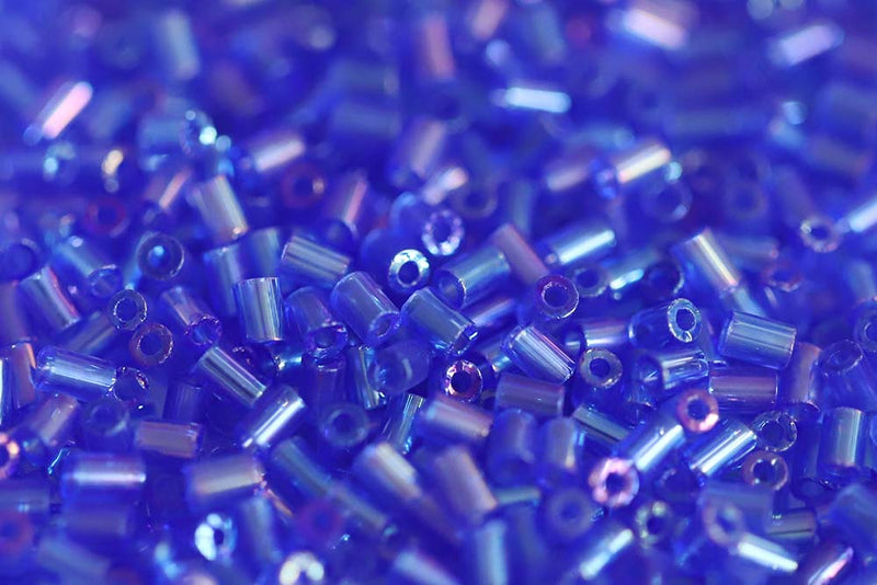 Preciosa Bugles 1″ Transparent Sapphire Rainbow col.31050