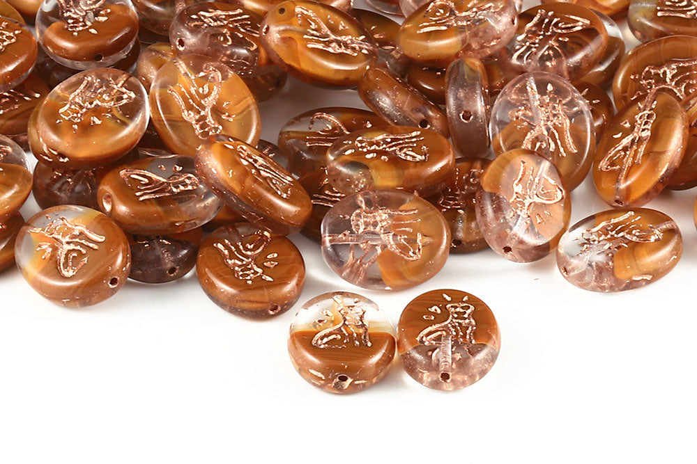 Cat 16×12mm Crystal Chocolate Mixed With Copper 1-Hole Czech Beads