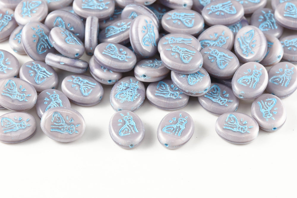 Cat 16×12mm Amethyst With Blue 1-Hole Czech Beads