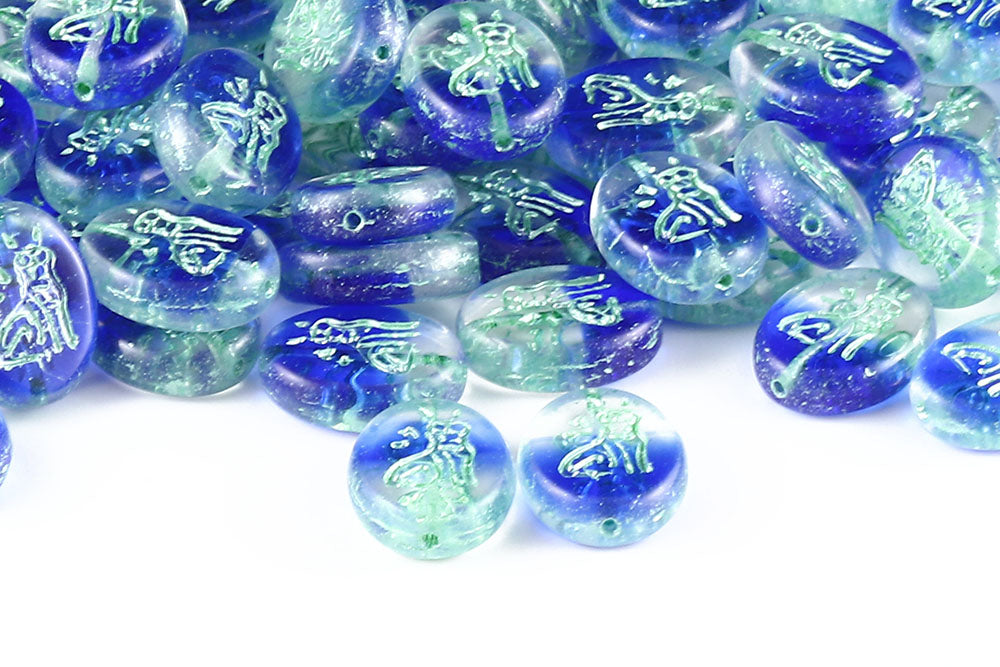 Cat 16×12mm Crystal Sapphire Mixed With Green 1-Hole Czech Beads