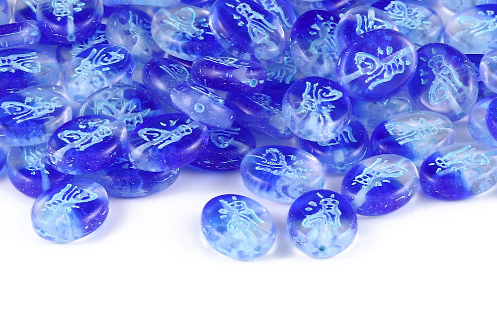 Cat 16×12mm Crystal Sapphire Mixed With Blue 1-Hole Czech Beads