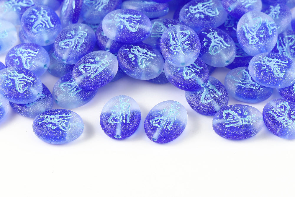 Cat 16×12mm Translucent Sapphire Mixed With Blue Matt 1-Hole Czech Beads