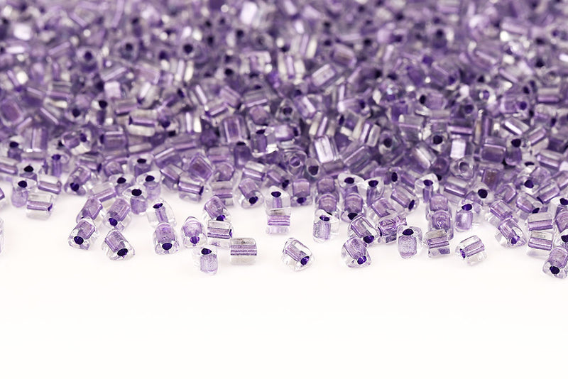 Preciosa Triangles 3.5×3.5mm Transparent Violet Metallic Lined Col.68228