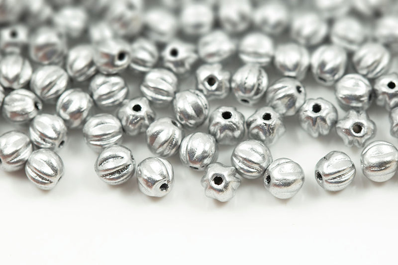 Melon 4mm Crystal Bronze Aluminium Czech Beads