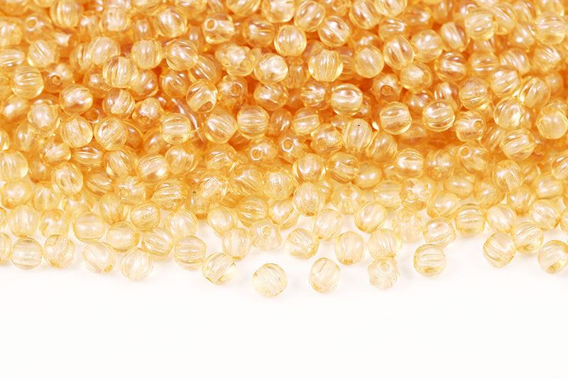Melon 4mm Crystal Jonquil Luster Czech Beads