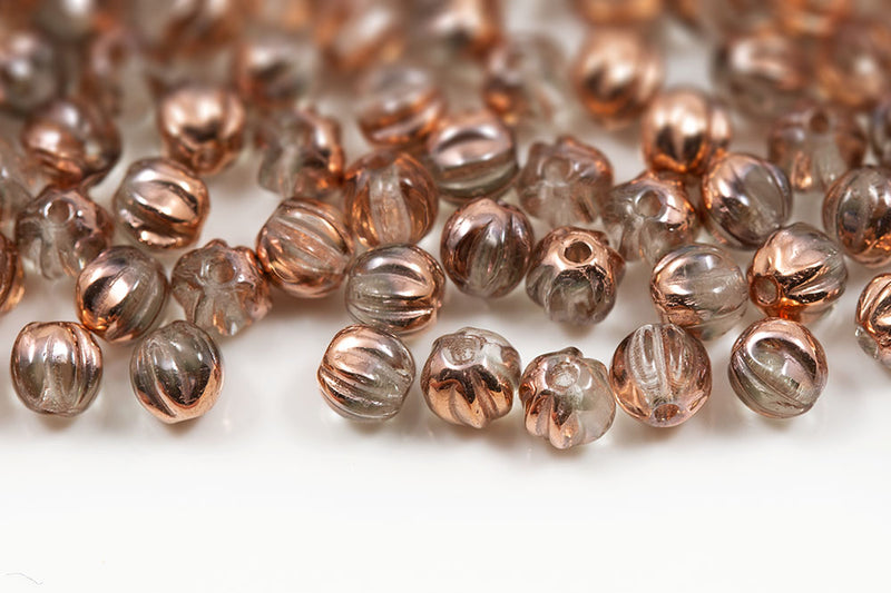 Melon 4mm Crystal Capri Gold Czech Beads