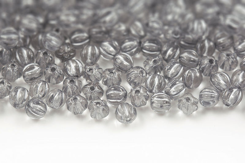 Melon 4mm Crystal With Silver Czech Glass Beads