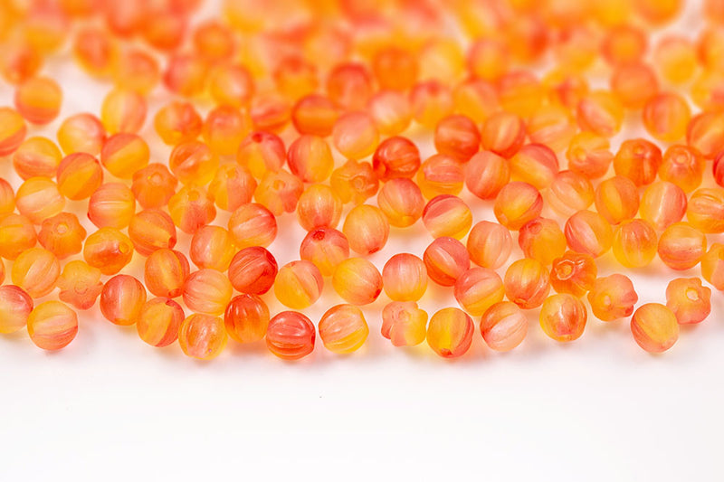 Melon 4mm Crystal Orange Gradient Matt Finish Czech Beads