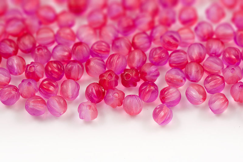 Melon 4mm Crystal Rose Gradient Matt Finish Czech Beads
