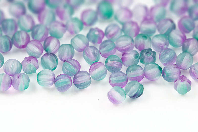 Melon 4mm Crystal Violet Gradient Matt Finish Czech Beads