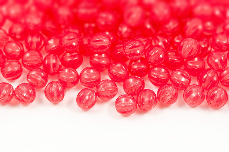 Melon 6mm Crystal Opal Rose Finish Czech Glass Beads