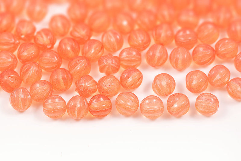 Melon 6mm Crystal Opal Lt.Peach Finish Czech Beads