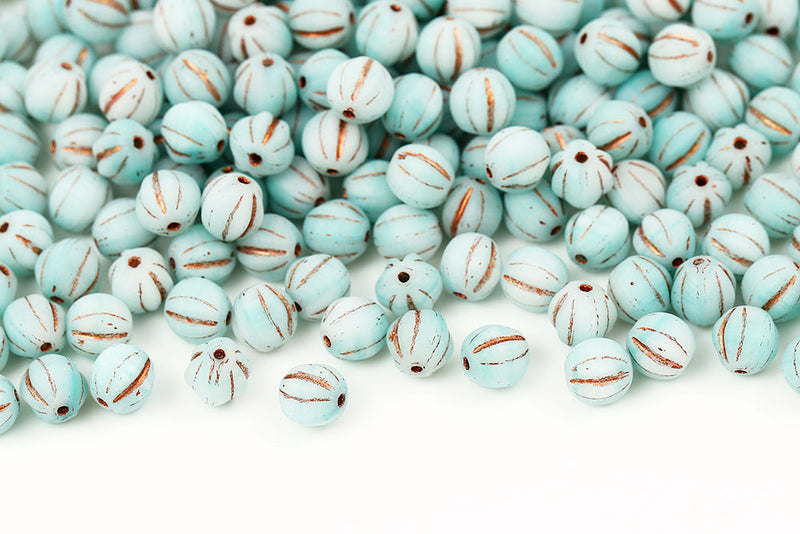 Melon 6mm Czech Glass Beads Col.R2613CL