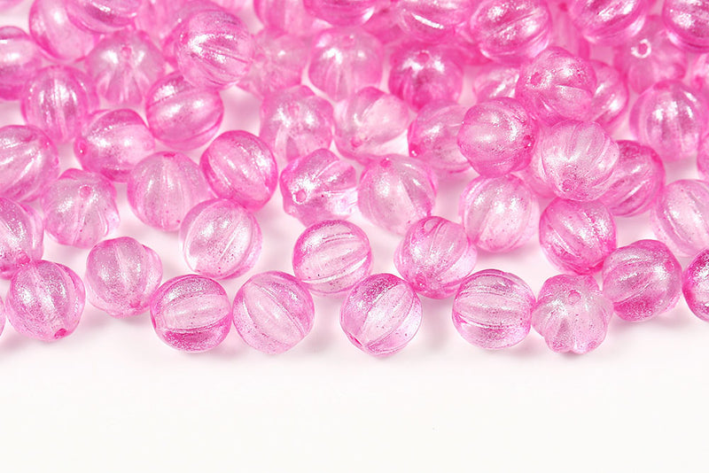 Melon 8mm Crystal Frozen Rose Matt Czech Glass Beads