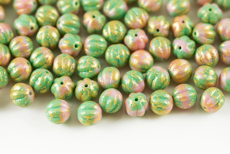 Melon 8mm Czech Glass Beads Col.MIX017GM