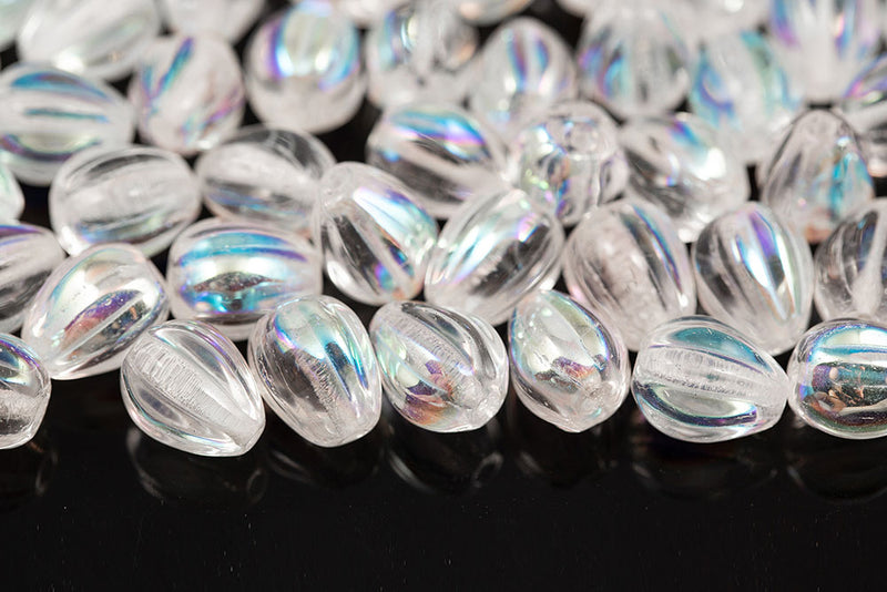 Melon Drops 11×9mm Crystal AB Czech Beads
