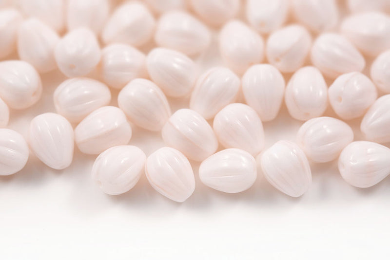 Melon Drops 11×9mm Opaque Lt.Pink Czech Glass Beads