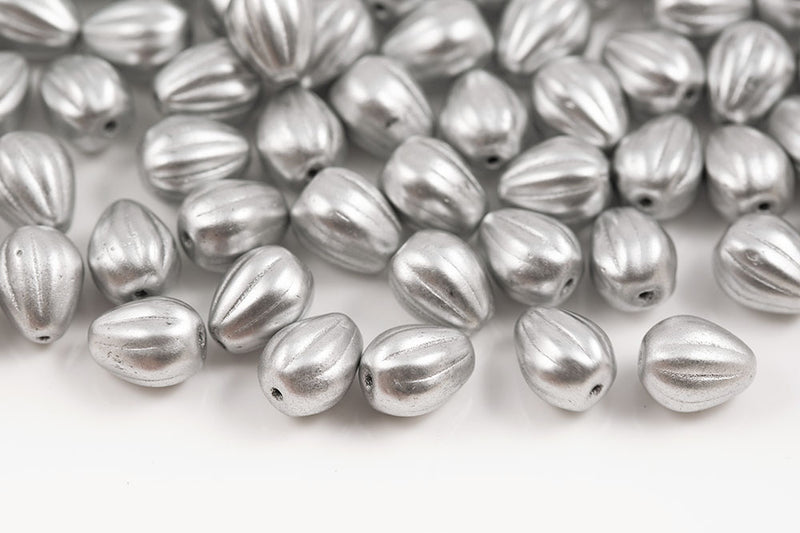 Melon Drops 11×9mm Crystal Vintage Aluminium Czech Beads