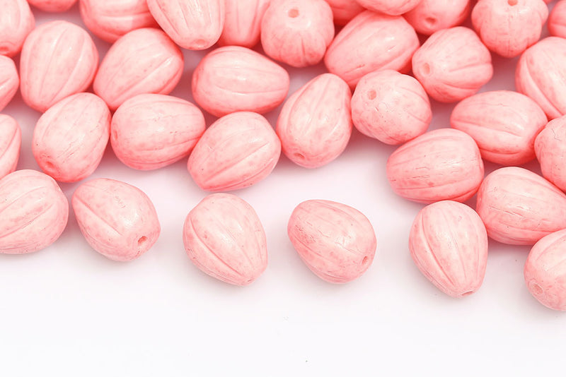 Melon Drops 11×9mm Chalk Pink Matt Finish Czech Beads